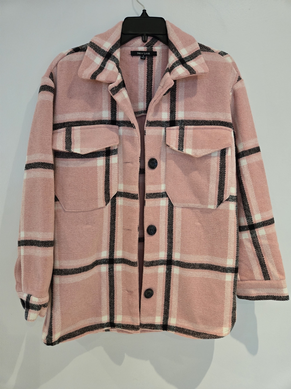 New Look Pink Plaid Utility Shacket Jacket